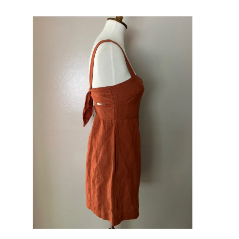 Anthropologie Maeve Twist-Front Mini Dress Brown NWT - Picture 7 of 9
